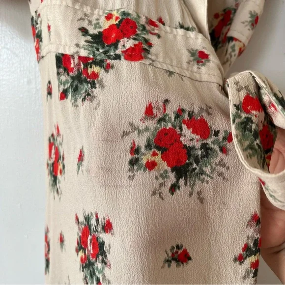 GANNI Female Wrap High Low Dress in Beige Floral - Picture 7 of 8